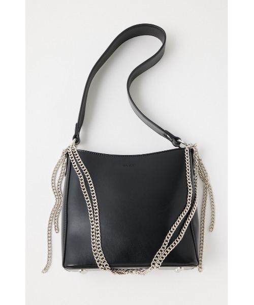 MOUSSY（マウジー）の「TWIN CHAIN F/LEATHER バッグ（ショルダーバッグ・レディース・ブラック/オフホワイト・FREE）」の9枚目の写真
