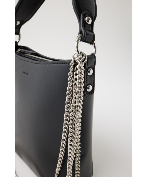 MOUSSY（マウジー）の「TWIN CHAIN F/LEATHER バッグ（ショルダーバッグ・レディース・ブラック/オフホワイト・FREE）」の7枚目の写真