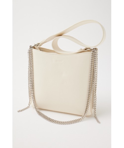 MOUSSY（マウジー）の「TWIN CHAIN F/LEATHER バッグ（ショルダーバッグ・レディース・ブラック/オフホワイト・FREE）」の6枚目の写真