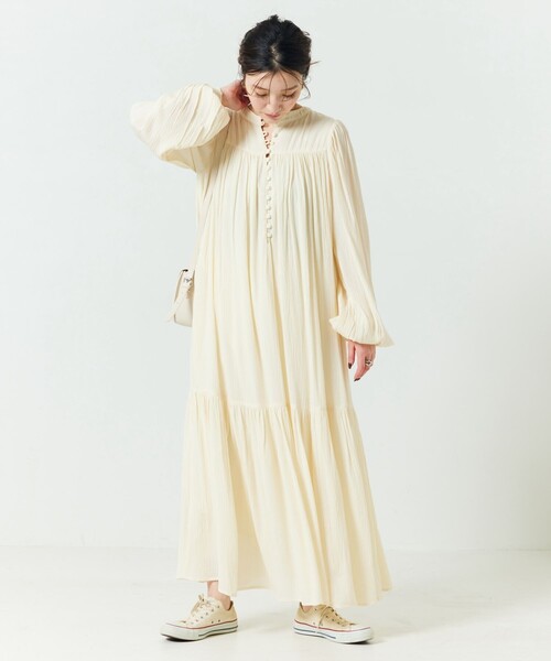 FREAK'S STORE（フリークスストア）の「【限定展開】インド 楊柳 2way ワンピース（前後2WAY）（ワンピース・レディース・ナチュラル/ブルー/ベージュ/パープル/ネイビー・SMALL/MEDIUM）」の6枚目の写真