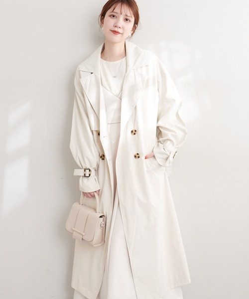 natural couture(ナチュラルクチュール)の「キャンディースリーブトレンチコート(トレンチコート・レディース・グレイッシュベージュ/ベージュ/アイボリー/カーキ・FREE)」の2枚目の写真