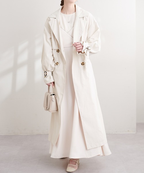 natural couture(ナチュラルクチュール)の「キャンディースリーブトレンチコート(トレンチコート・レディース・グレイッシュベージュ/ベージュ/アイボリー/カーキ・FREE)」の5枚目の写真