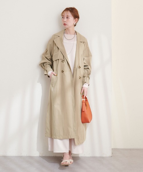 natural couture(ナチュラルクチュール)の「キャンディースリーブトレンチコート(トレンチコート・レディース・グレイッシュベージュ/ベージュ/アイボリー/カーキ・FREE)」の12枚目の写真