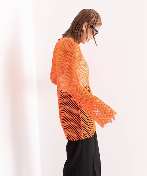 bohmal(ボマール)の「オーバーサイズメッシュトップス(Tシャツ/カットソー・レディース・ブラック/オレンジ/グリーン/アイボリー・MEDIUM)」の11枚目の写真