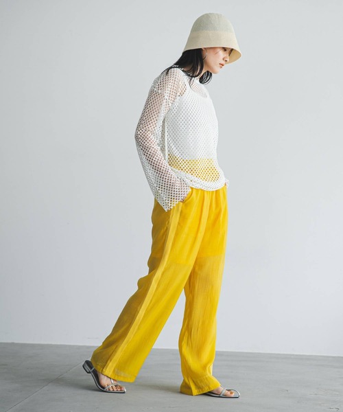 bohmal(ボマール)の「オーバーサイズメッシュトップス(Tシャツ/カットソー・レディース・ブラック/オレンジ/グリーン/アイボリー・MEDIUM)」の14枚目の写真