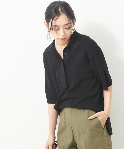 CHIC STYLE（シックスタイル）の「＜大きいサイズ＞ポロニットプルオーバー シックスタイル（ニット/セーター・レディース・グリーン/ブラック・5L/4L/L/3L/LL）」の10枚目の写真