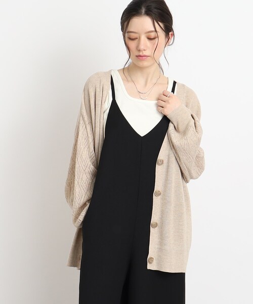 Cutie Blonde（キューティーブロンド）の「◆【体型カバーもできる】透かし編みスリーブ Vネックカーディガン（カーディガン/ボレロ・レディース・ライトベージュ/ライトグレー/ライトブルー・00）」の17枚目の写真