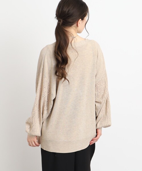 Cutie Blonde（キューティーブロンド）の「◆【体型カバーもできる】透かし編みスリーブ Vネックカーディガン（カーディガン/ボレロ・レディース・ライトベージュ/ライトグレー/ライトブルー・00）」の19枚目の写真