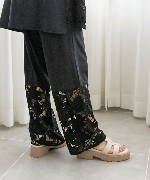RANDA（ランダ）の「裾レースシアーパンツ（その他パンツ・レディース・ブラック/ブルー/ホワイト・0/1）」の3枚目の写真