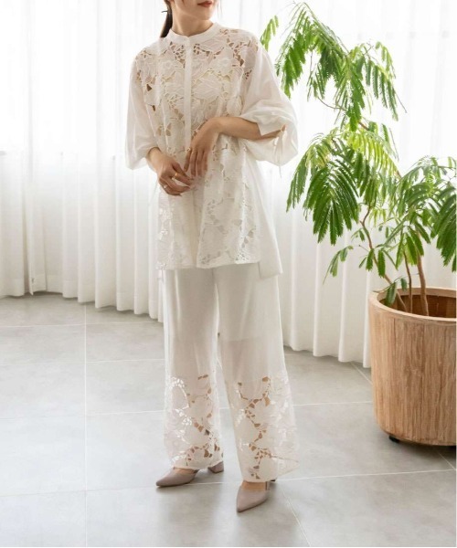 RANDA（ランダ）の「裾レースシアーパンツ（その他パンツ・レディース・ブラック/ブルー/ホワイト・0/1）」の7枚目の写真