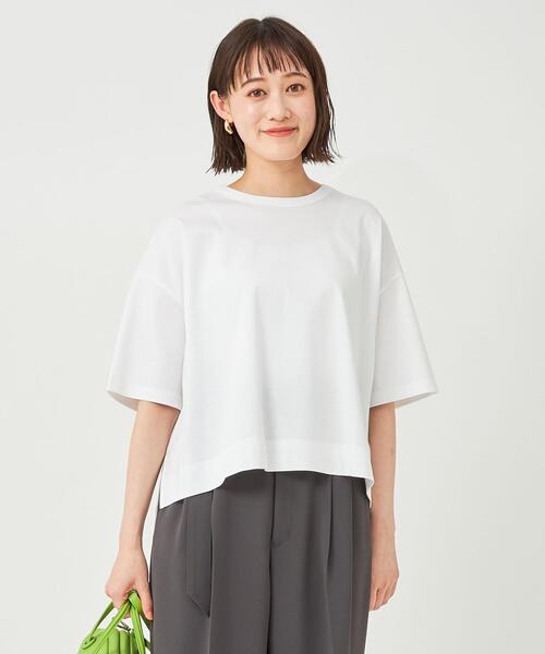 green label relaxing（グリーンレーベルリラクシング）の「ポンチ Tシャツ -抗菌防臭・制菌-（Tシャツ/カットソー・レディース・ダークグレー/その他1/ホワイト/ライラック・FREE）」の2枚目の写真