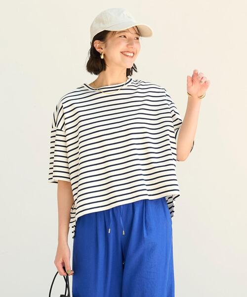 green label relaxing（グリーンレーベルリラクシング）の「ポンチ Tシャツ -抗菌防臭・制菌-（Tシャツ/カットソー・レディース・ダークグレー/その他1/ホワイト/ライラック・FREE）」の5枚目の写真