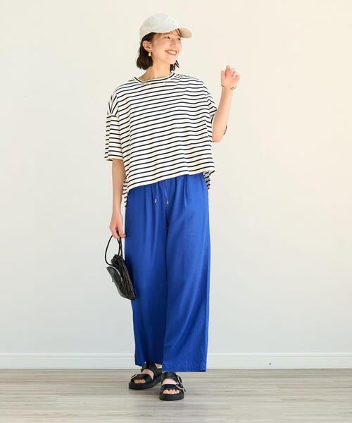 green label relaxing（グリーンレーベルリラクシング）の「ポンチ Tシャツ -抗菌防臭・制菌-（Tシャツ/カットソー・レディース・ダークグレー/その他1/ホワイト/ライラック・FREE）」の6枚目の写真