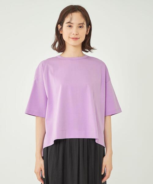 green label relaxing（グリーンレーベルリラクシング）の「ポンチ Tシャツ -抗菌防臭・制菌-（Tシャツ/カットソー・レディース・ダークグレー/その他1/ホワイト/ライラック・FREE）」の7枚目の写真