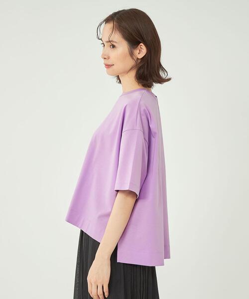 green label relaxing（グリーンレーベルリラクシング）の「ポンチ Tシャツ -抗菌防臭・制菌-（Tシャツ/カットソー・レディース・ダークグレー/その他1/ホワイト/ライラック・FREE）」の8枚目の写真