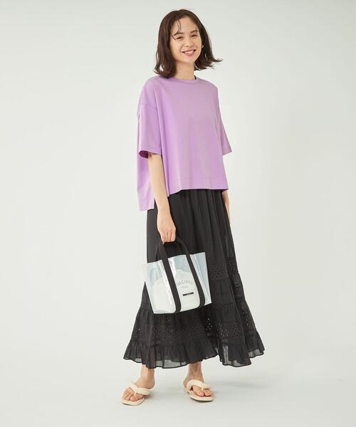 green label relaxing（グリーンレーベルリラクシング）の「ポンチ Tシャツ -抗菌防臭・制菌-（Tシャツ/カットソー・レディース・ダークグレー/その他1/ホワイト/ライラック・FREE）」の14枚目の写真