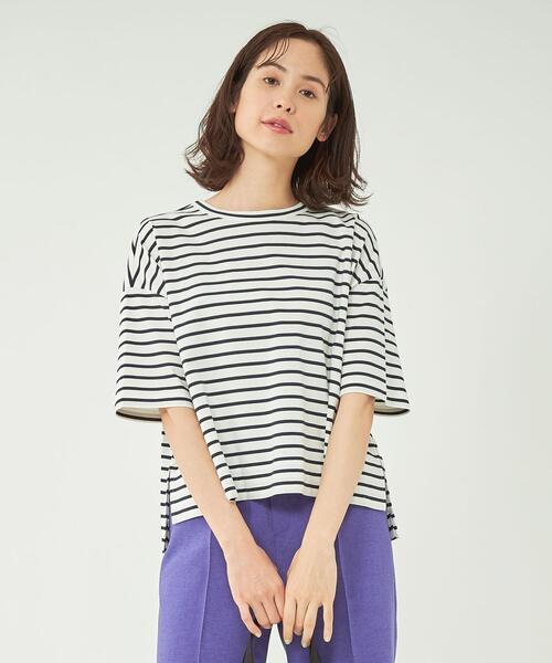 green label relaxing（グリーンレーベルリラクシング）の「ポンチ Tシャツ -抗菌防臭・制菌-（Tシャツ/カットソー・レディース・ダークグレー/その他1/ホワイト/ライラック・FREE）」の16枚目の写真
