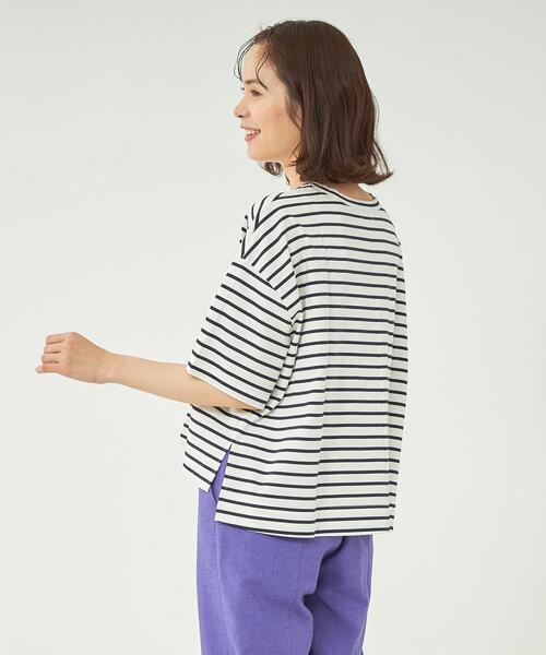 green label relaxing（グリーンレーベルリラクシング）の「ポンチ Tシャツ -抗菌防臭・制菌-（Tシャツ/カットソー・レディース・ダークグレー/その他1/ホワイト/ライラック・FREE）」の17枚目の写真