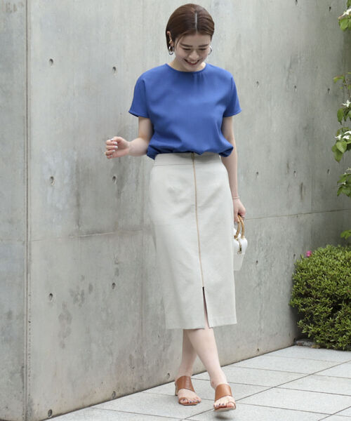 NOLLEY’S（ノーリーズ）の「◇【WEB限定】リネンライクバックタックフレンチブラウス（シャツ/ブラウス・レディース・ロイヤルブルー/ネイビー/ライトグレー/オフホワイト・FREE）」の10枚目の写真