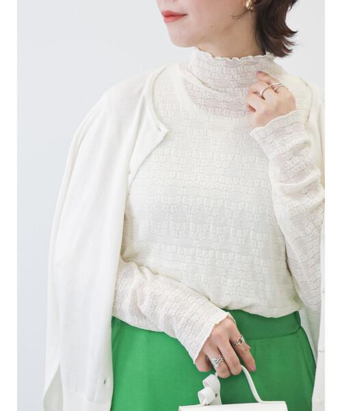 Lugnoncure（ルノンキュール）の「ストレッチレースタートルネックトップス（Tシャツ/カットソー・レディース・ブラック/オフホワイト/ミント・ﾌﾘ-）」の5枚目の写真