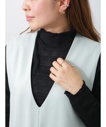 ストレッチレースタートルネックトップス