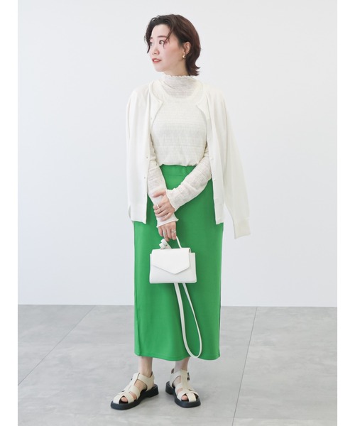 Lugnoncure（ルノンキュール）の「ストレッチレースタートルネックトップス（Tシャツ/カットソー・レディース・ブラック/オフホワイト/ミント・ﾌﾘ-）」の6枚目の写真