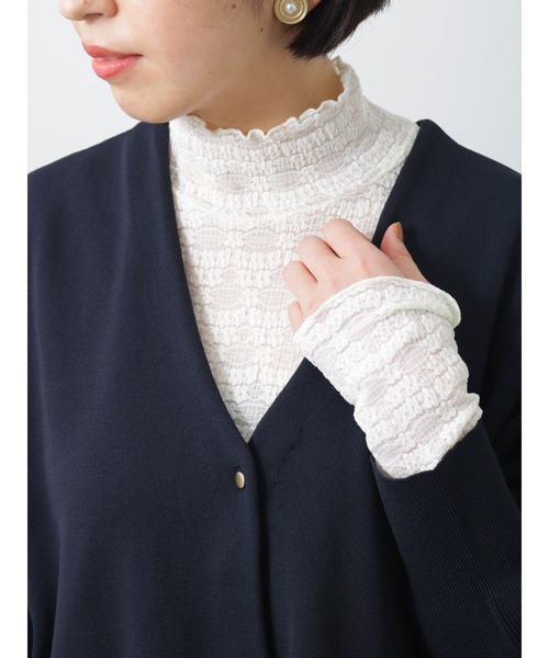 Lugnoncure（ルノンキュール）の「ストレッチレースタートルネックトップス（Tシャツ/カットソー・レディース・ブラック/オフホワイト/ミント・ﾌﾘ-）」の8枚目の写真