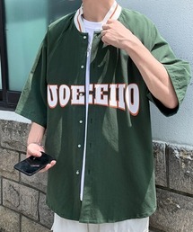 ルーズシルエット半袖スタジャン風シャツ