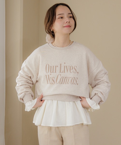 flower（フラワー）の「デイリーロゴスウェット（スウェット・レディース・ベージュ/グレー・FREE）」の4枚目の写真