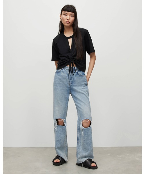 ALLSAINTS（オールセインツ）の「GIGI DRAWCORD T-SHIRT | GIGI ドローコード Tシャツ（Tシャツ/カットソー・レディース・ブラック・4/6/8/2/10）」の3枚目の写真