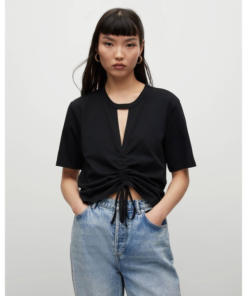 ALLSAINTS（オールセインツ）の「GIGI DRAWCORD T-SHIRT | GIGI ドローコード Tシャツ（Tシャツ/カットソー・レディース・ブラック・4/6/8/2/10）」の8枚目の写真