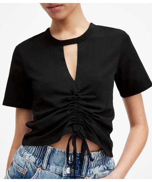 ALLSAINTS（オールセインツ）の「GIGI DRAWCORD T-SHIRT | GIGI ドローコード Tシャツ（Tシャツ/カットソー・レディース・ブラック・4/6/8/2/10）」の12枚目の写真