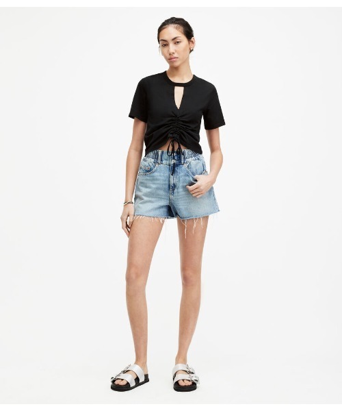 ALLSAINTS（オールセインツ）の「GIGI DRAWCORD T-SHIRT | GIGI ドローコード Tシャツ（Tシャツ/カットソー・レディース・ブラック・4/6/8/2/10）」の10枚目の写真