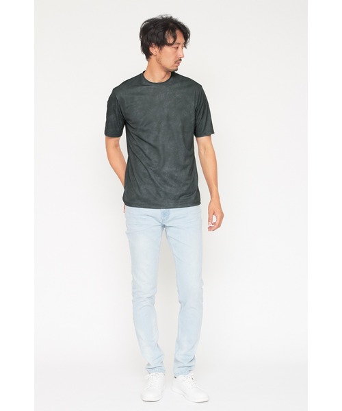 HIGH STREET∴ROUGHプリント鹿の子クルーネック半袖Ｔシャツ HIGH STREET∴ROUGHプリント鹿の子クルーネック半袖Tシャツ