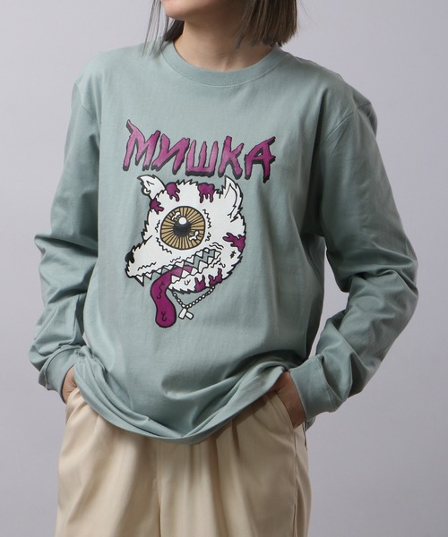 MISHKA(ミシカ)の「MISHKA ミシカ ロングスリーブTシャツ(Tシャツ/カットソー・メンズ・ライム/ブラウン系その他/ライトパープル/キャメル/グリーン/グリーン系その他・L/M/XL)」の6枚目の写真
