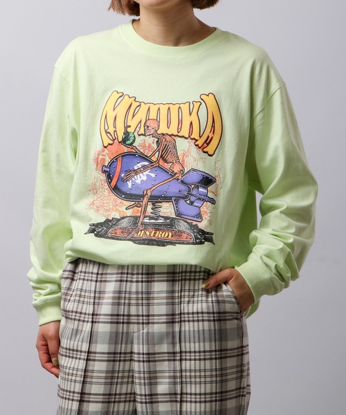MISHKA(ミシカ)の「MISHKA ミシカ ロングスリーブTシャツ(Tシャツ/カットソー・メンズ・ライム/ブラウン系その他/ライトパープル/キャメル/グリーン/グリーン系その他・L/M/XL)」の13枚目の写真