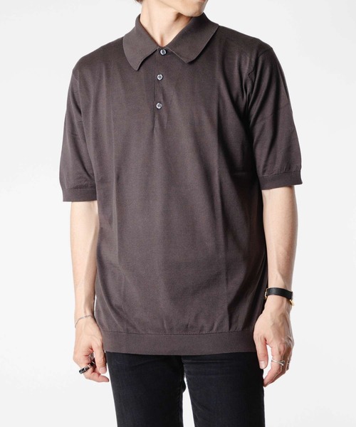 JOHN SMEDLEY ISIS 30 GAUGE SEAISLAND COTTON POLO KNITジョン