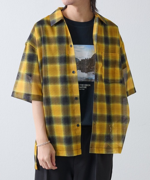 COLONY 2139（コロニートゥーワンスリーナイン）の「メッシュオンブレチェック半袖シャツ（シャツ/ブラウス・メンズ・ブラック/ブルー/イエロー・MEDIUM/LARGE）」の15枚目の写真