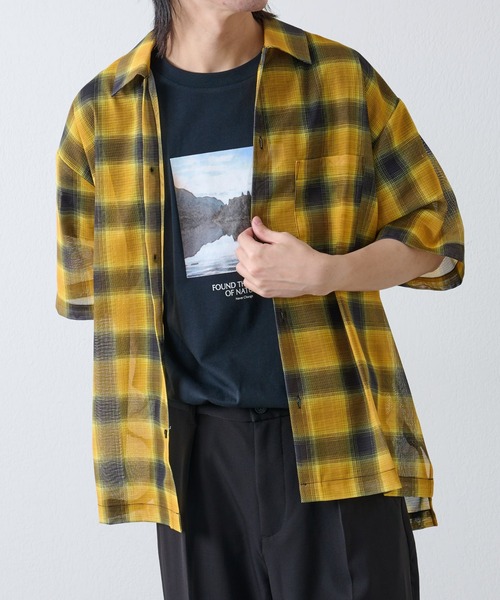 COLONY 2139（コロニートゥーワンスリーナイン）の「メッシュオンブレチェック半袖シャツ（シャツ/ブラウス・メンズ・ブラック/ブルー/イエロー・MEDIUM/LARGE）」の5枚目の写真