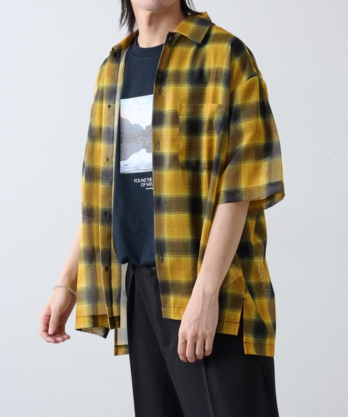 COLONY 2139（コロニートゥーワンスリーナイン）の「メッシュオンブレチェック半袖シャツ（シャツ/ブラウス・メンズ・ブラック/ブルー/イエロー・MEDIUM/LARGE）」の21枚目の写真
