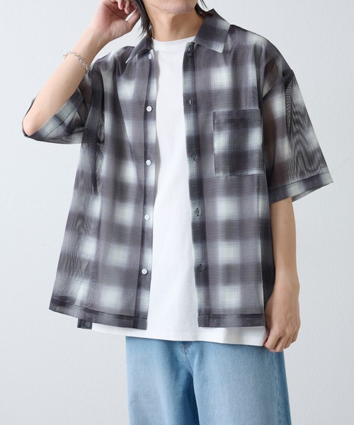 COLONY 2139（コロニートゥーワンスリーナイン）の「メッシュオンブレチェック半袖シャツ（シャツ/ブラウス・メンズ・ブラック/ブルー/イエロー・MEDIUM/LARGE）」の11枚目の写真