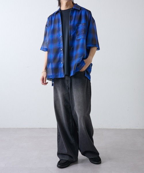 COLONY 2139（コロニートゥーワンスリーナイン）の「メッシュオンブレチェック半袖シャツ（シャツ/ブラウス・メンズ・ブラック/ブルー/イエロー・MEDIUM/LARGE）」の22枚目の写真