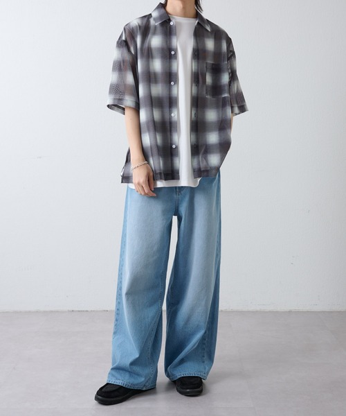 COLONY 2139（コロニートゥーワンスリーナイン）の「メッシュオンブレチェック半袖シャツ（シャツ/ブラウス・メンズ・ブラック/ブルー/イエロー・MEDIUM/LARGE）」の13枚目の写真