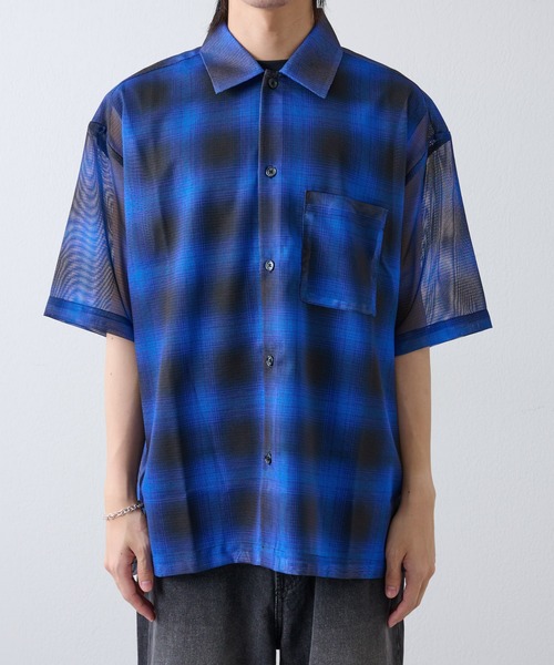 COLONY 2139（コロニートゥーワンスリーナイン）の「メッシュオンブレチェック半袖シャツ（シャツ/ブラウス・メンズ・ブラック/ブルー/イエロー・MEDIUM/LARGE）」の14枚目の写真