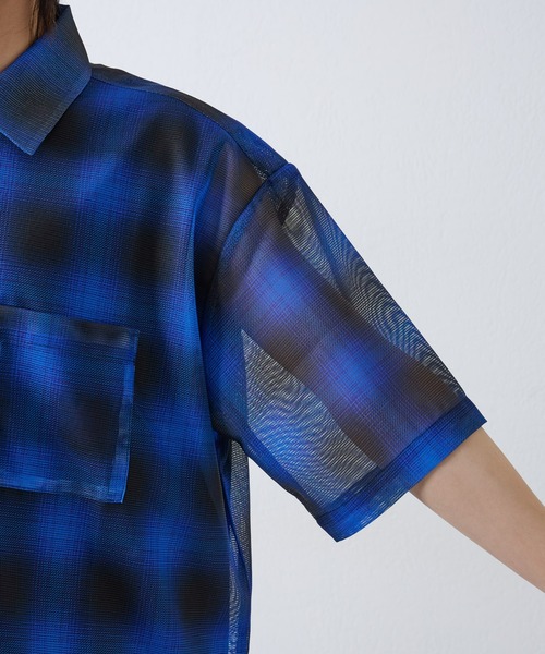 COLONY 2139（コロニートゥーワンスリーナイン）の「メッシュオンブレチェック半袖シャツ（シャツ/ブラウス・メンズ・ブラック/ブルー/イエロー・MEDIUM/LARGE）」の9枚目の写真
