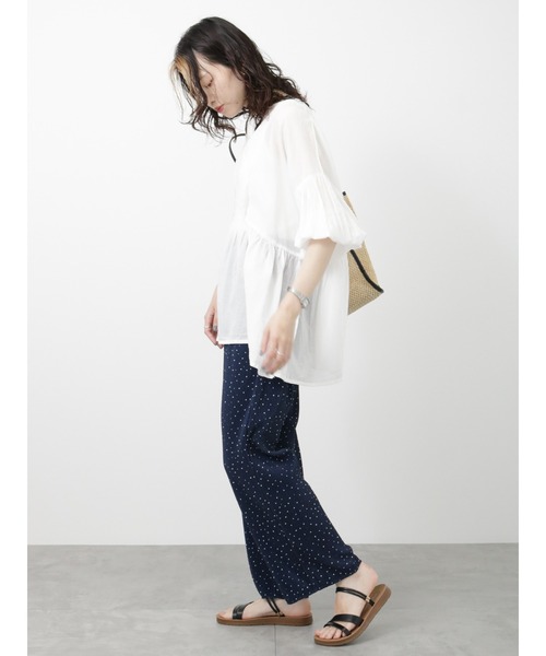 Samansa Mos2 blue（サマンサモスモスブルー）の「ドット/無地アソートプリーツパンツ（その他パンツ・レディース・ネイビー/ベージュ/ブラック/グリーン・ﾌﾘ-）」の21枚目の写真