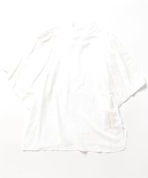 Q | シアーストライプバックリボンブラウス(シャツ/ブラウス)