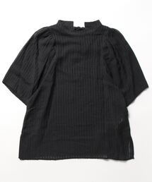 Q | シアーストライプバックリボンブラウス(シャツ/ブラウス)