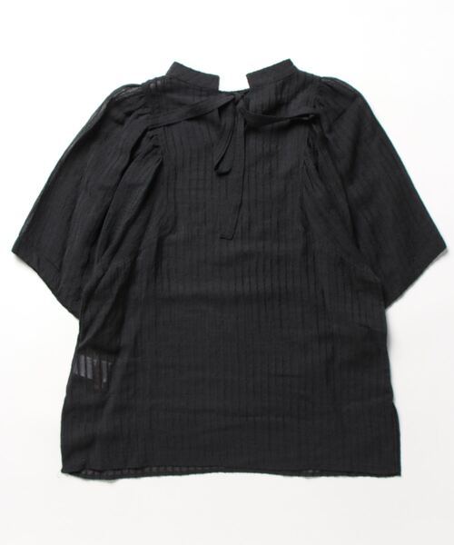 Q（キュー）の「シアーストライプバックリボンブラウス（シャツ/ブラウス・レディース・アイボリー/ブラック・MEDIUM）」の3枚目の写真