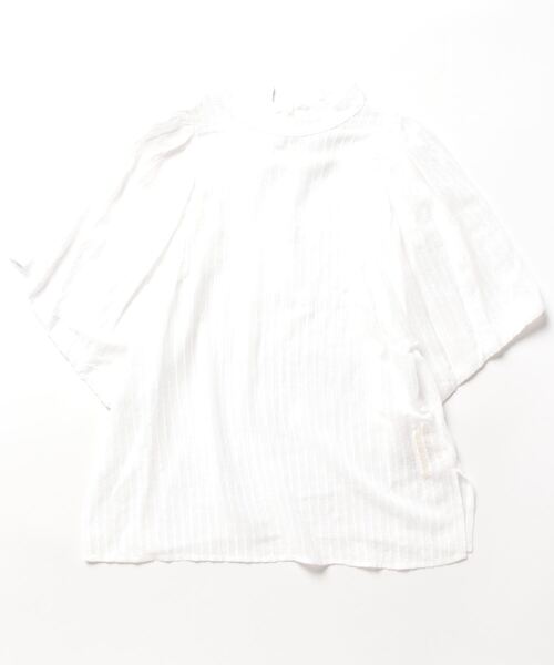 Q（キュー）の「シアーストライプバックリボンブラウス（シャツ/ブラウス・レディース・アイボリー/ブラック・MEDIUM）」の4枚目の写真